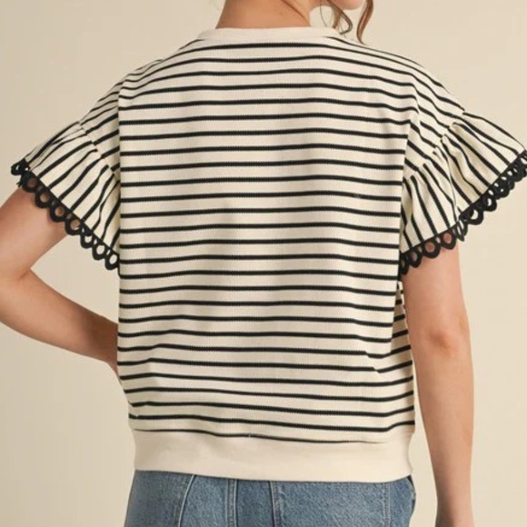 Striped Ruffle Sleeve Top - Picture 7 of 7